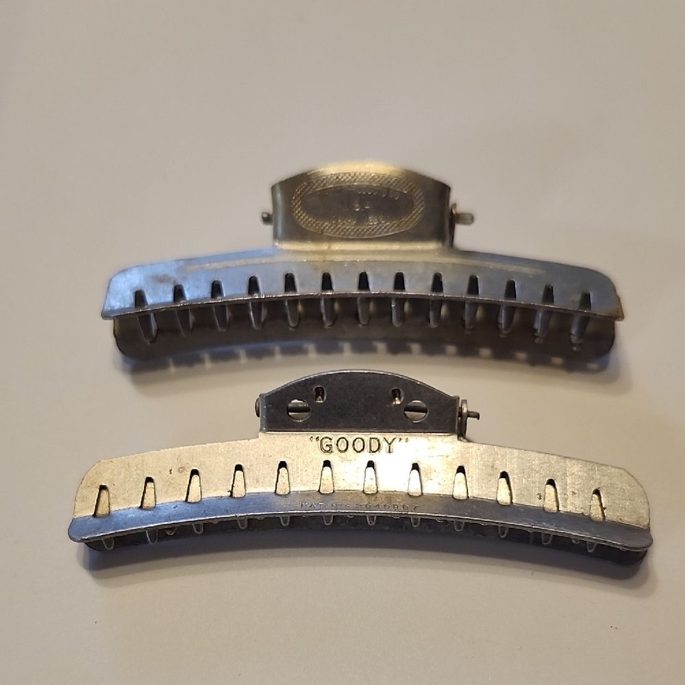 Vintage Aluminum Wave Silver Hair Clips 1930s-1950s